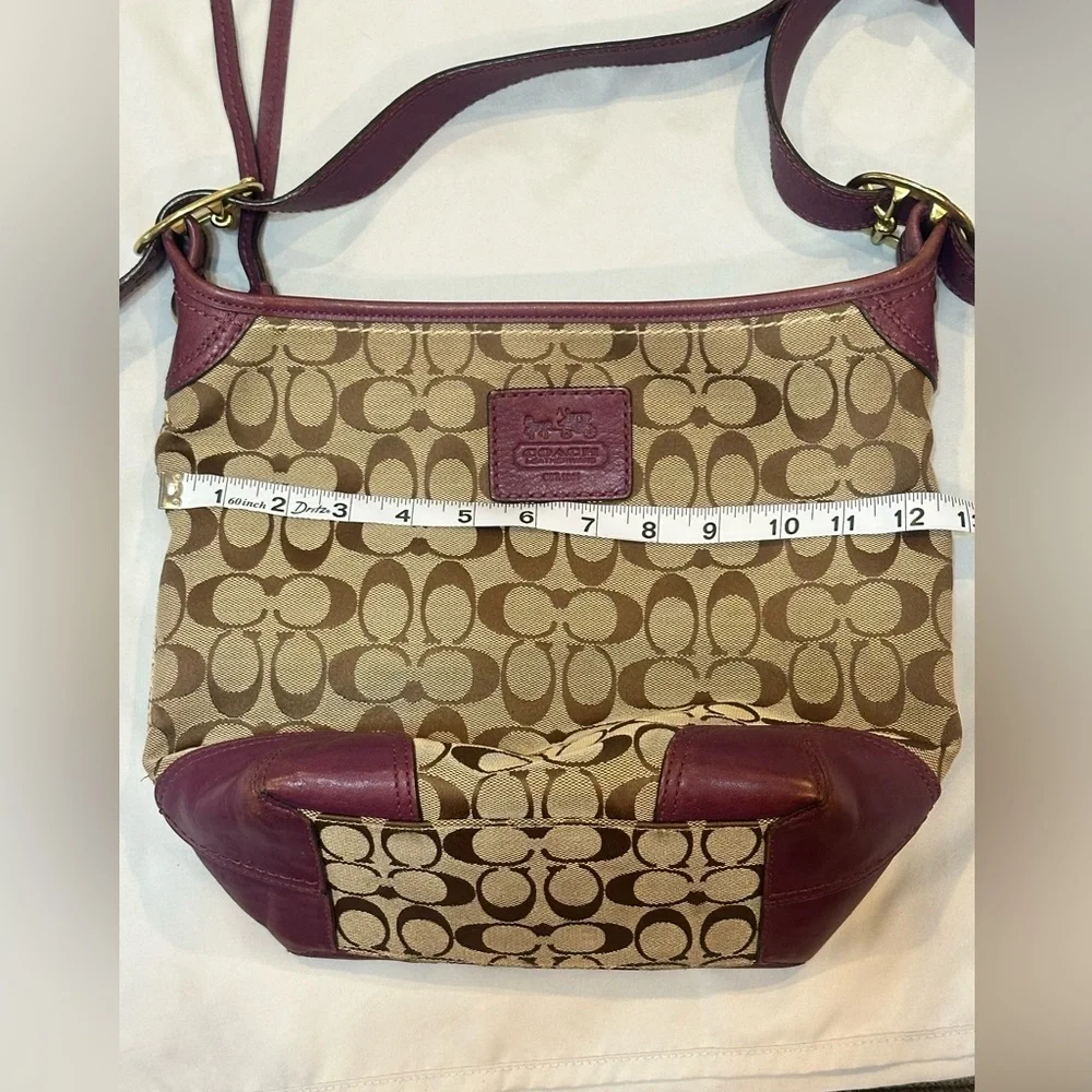 Coach Signature Monogram Canvas and Leather Hobo Shoulder Crossbody bag